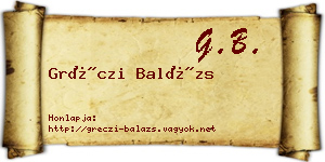 Gréczi Balázs névjegykártya